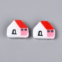 Красный Печатные непрозрачные бусины из смолы, дом, красные, 21.5~22x26~26.5x7.5~8.5 мм, отверстие : 1~1.2 мм