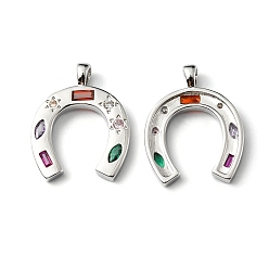 Платина Стойка металлическая латунная микропрофилированная кубическая циркония подвески, без кадмия и без свинца, долговечный, подковы, платина, 22.5x17.5x2 мм, отверстие : 3.5x2 мм