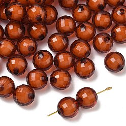 Седло Коричневый Прозрачные акриловые бусины, бусина в бусине, граненые, круглые, седло коричневый, 12 мм, Отверстие : 2 мм , около 580 шт / 500 г