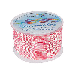 Pink Нейлоновые нити, Миланские шнуры / витые шнуры, розовые, 1.5~2 мм, около 50 м / рулон
