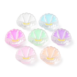 (52) Непрозрачная лаванда Прозрачного акрилового Европейский бисером, бусины с большим отверстием, с эмалью, формы раковины, разноцветные, 20.5x25x9 мм, отверстие : 4 мм