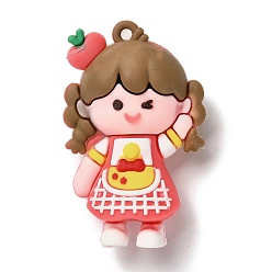 Желтый Пластиковые большие подвески из пвх, девушка, желтые, 55x35x19 мм, отверстие : 3 мм