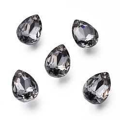 Silver Night Shade Стеклянные стразы подвески, с покрытием на задной стороне, граненые, слеза, серебряный ночной оттенок, 16x11x7 мм, отверстие : 1.5 мм