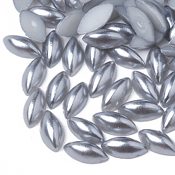 Gray ABS Plastic Imitation Pearl Cabochons, Horse Eye, Gray, 8x4x2.5mm, about 5000pcs/bag