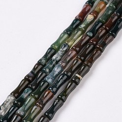 Indian Agate Natural Indian Agate Beads Strands, Bamboo Stick, 12.5x5.5mm, Hole: 1mm, about 31pcs/strand, 15.75 inch(40cm)