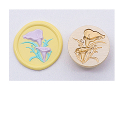 Flower Golden Tone Wax Seal Brass Stamp Head, for Invitations, Envelopes, Gift Packing, Flower, 25mm