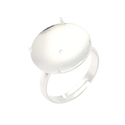 Посеребрённый Регулируемые латунные 4 настройки зубцового кольца, круглые подносы с кольцевым основанием, стойки покрытие, долговечный, без свинца и без кадмия, 925 серебро покрытием, лоток : 17 мм, 3 мм, размер США 7 1/4 (17.5 мм)