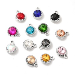 Mixed Color UV Plating Alloy Glass Pendants, Platinum, Flat Round Charms, Mixed Color, 17.5x14x5.5mm, Hole: 2mm