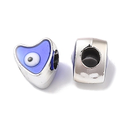 Сердце Ccb пластиковые эмалированные европейские бусины, бусины с большим отверстием, светло-синий, сердце, 11x11x10 мм, отверстие : 5 мм