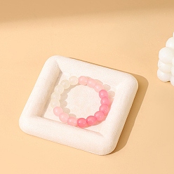 Белый Бархатный поднос для украшений, дисплей лоток, квадратный, белые, 12x12x2 см