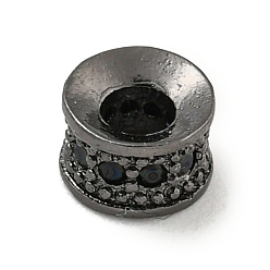 Черный Цвет Металла Латунь микропаве черный кубический цирконий, плоско-круглые, металлический черный , 6x4 мм, отверстие : 2.8 мм