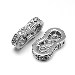 Платинированный Латунь микро проложить кубические циркониевые прокладки, без свинца, без кадмии и без никеля, прозрачные, Реальная платина, 13x7x2.5 мм, отверстие : 1 мм