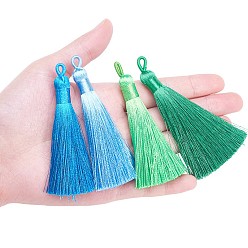 Mixed Color Polyester Tassel Big Pendants Decoration, Mixed Color, 80~90x8.5~9mm, Hole: 4x6mm