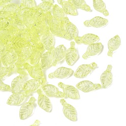 Зелено-Желтый Прозрачные акриловые брелоки, лист прелести, зеленый желтый, 10.5x5x3.5 мм, отверстие : 1.2 мм