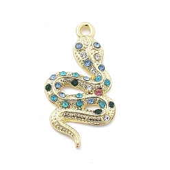 Змея Подвески из сплава со стразами в форме змеи, змея, 35x18.5x3 мм, отверстие : 2.5 мм