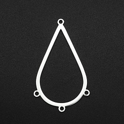 Нержавеющая Сталь Цвет Устойчив к потускнению 201 компоненты люстры из нержавеющей стали ссылки, 4 ссылки петли, лазерная резка, слеза, цвет нержавеющей стали, 42x24.5x1 мм, отверстие : 1.6 мм