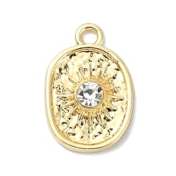 Золотой Подвески из сплава с прозрачными стразами, овальные, золотые, 18x12x3 мм, отверстие : 2 мм