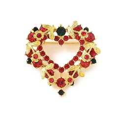 Сиамский Броши в форме сердца из цинкового сплава со стразами для одежды-рюкзака, Сиам, 38.5x40 мм