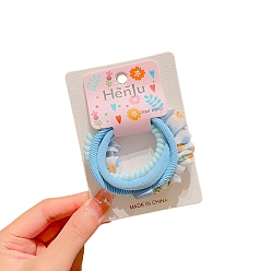 Deep Sky Blue 4Pcs Elastic Fibers Hair Ties, Deep Sky Blue, 60mm