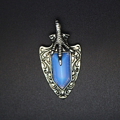 Опал Синтетические Opalite подвески, коготь дракона, 55x23x8 мм