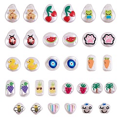 (52) Непрозрачная лаванда 32 шт 16 стиль 3 d печатные бусины из абс-пластика имитация жемчуга, слеза с божьей коровкой и сердцем с отпечатком кошачьей лапы и злым глазом, разноцветные, 11~20x10~18x4~7 мм, 2 шт / стиль