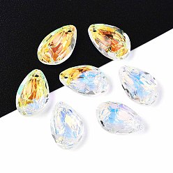 Разноцветный 112 брелоки из гальванического стекла, слеза, граненые, красочный, 18x11.5x5.5 мм, отверстие : 1.8 мм