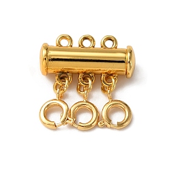 Золотой 3-прядные магнитные скользящие застежки из сплава 6-отверстия, с застежками пружинного кольца, застежки для ожерелья, золотые, 20x19x6.5 мм, отверстие : 1.5 мм