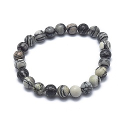 Камень Сетки Браслеты из натурального нетсона с бисером, круглые, внутренний диаметр: 2 дюйм ~ 2-1/8 дюйм (5.2~5.5 см), бусина : 10 mm