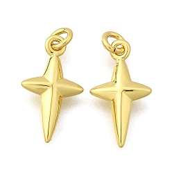 Настоящее золото 18K Латунные подвески, крест прелести, стойки покрытие, прочное покрытие, без кадмия и без свинца, с целью перехода в кольце, реальный 18 k позолоченный, 14.5x8x2.5 мм, отверстие : 2 мм