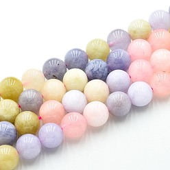 (52) Непрозрачная лаванда Природного кварца нитей бисера, окрашенные, круглые, имитация морганита, разноцветные, 10~10.5 мм, отверстие : 1~1.2 мм, около 37~38 шт / нитка, 14.76~15.16 дюйм (37.5~38.5 см)
