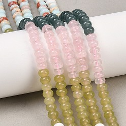 Смешанные камни Нити из бусин из натурального кварцевого кристалла, говлита, окрашенного белого нефрита и синтетического камня шоушань., рондель, разноцветные, 6x4 мм, отверстие : 1 мм, около 95 шт / нитка, 15.31'' (38.9 см)