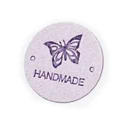 чертополох Бирки для этикеток из кожи из микрофибры, бирка с тиснением ручной работы, с отверстиями, для джинсов своими руками, , обуви, аксессуары для шляп, плоские круглые с бабочкой, чертополох, 25 мм