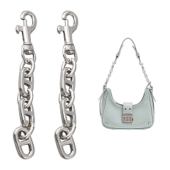Platinum 2PCS Alloy Mariner Link Chain Bag Strap Extenders, with Swivel Clasp, for Purse Clutch Bag, Platinum, 120mm