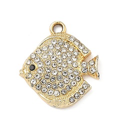 Fish Подвески из сплава и страза, золотые, рыба, 23x20x3.5 мм, отверстие : 2.2 мм