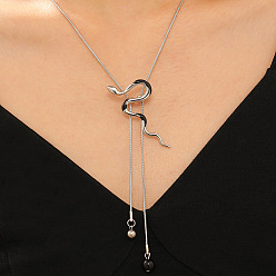 Змея Регулируемые подвески-лариаты из сплава для женщин, платина, змея, 25.98 дюйм (66 см)