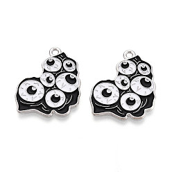 Eye Подвески из сплава и эмали на тему Хэллоуина, без кадмия и без свинца, платина, глаз, 26x21x1 мм, отверстие : 1.6~1.8 мм