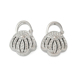 Платинированный Сеттинги для кулона (стразов) из латуни , без кадмия, без никеля и без свинца, формы раковины, Реальная платина, пригодный для стразов 1 мм, 26.5x20x12 мм, отверстие : 6 мм