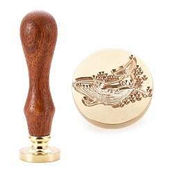 Whale Brass Wax Sealing Stamp, with Wood Handle for Post Decoration DIY Card Making, Whale Pattern, 89.5x25.5mm