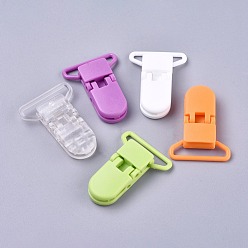 Mixed Color Eco-Friendly PC Plastic Baby Pacifier Clips, Mixed Color, 42x30mm, Hole: 25mm