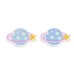 Разноцветный Полиэстер, компьютерная вышивка, нашивки, пришивные и приклеиваемые утюгом., планета, аппликации нашивки, красочный, 26.5x41.5x1.5 мм