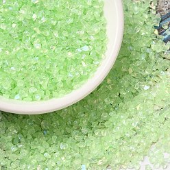 Светло-зеленый Прозрачная гальваническая поделка из измельченного стекла, с покрытием AB цвета, стеклянная крошка неправильной формы, наполнитель для вазы своими руками для дизайна ногтей, светло-зеленый, 1.5~2x1.5~2 мм