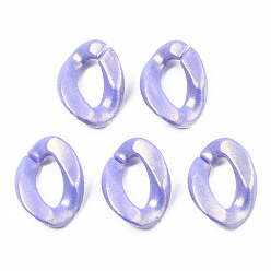 Средний Синий Шифер Окрашен акриловые соединительные кольца, прорезиненный стиль, разъемы для быстрой связи, для изготовления бордюрных цепей, твист, средний грифельно-синий, 24x17x5 мм, внутренний диаметр: 13x6.5 мм, Около 720 шт / 500 г