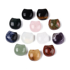 Смешанные камни Бусины из натуральных и синтетических смешанных драгоценных камней в форме головы кошки, смешанные окрашенные и неокрашенные, 14~15.5x15.5~16.5x8~8.5 мм, отверстие : 1.2~1.4 мм