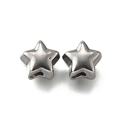 Нержавеющая Сталь Цвет 304 из нержавеющей стали бусы, звезда, анти-тускнение, цвет нержавеющей стали, 6.5x7x5 мм, отверстие : 2 мм