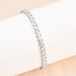 Прозрачный 316 браслеты-слайдеры из хирургической нержавеющей стали, с кубического циркония, прозрачные, 10-1/4 дюйм (26 см), ссылка: 4x4.5x3.5 mm