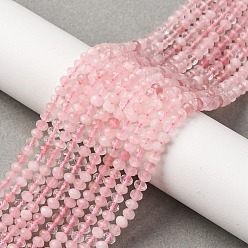Розовый Кварц Природного розового кварца нитей бисера, рондель, граненые, 4x3 мм, отверстие : 0.5 мм, около 128 шт / нитка, 14.96"~15.35" (38~39 см)