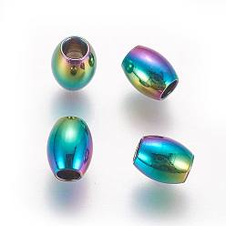 Rainbow Color Ion Plating(IP) 304 Stainless Steel Beads, Oval, Rainbow Color, 6x5mm, Hole: 2.3mm