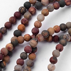 Пикассо Камень Натуральная полихромная яшма/камень Пикассо/нити бус из яшмы Пикассо, матовые, круглые, 4 мм, отверстие : 1 мм, около 94 шт / нитка, 14.5 дюйм