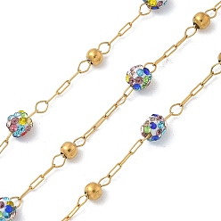 Разноцветный Ионное покрытие (ip) 304 звенья цепи из нержавеющей стали, пайки, со стеклом и шпулей, реальный 18 k позолоченный, красочный, 3x1x0.2 мм, около 32.81 футов (10 м) / рулон