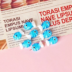 Темно-Голубой Бусины лэмпворк , рыба с рисунком сглаза, глубокое синее небо, 13x20 мм